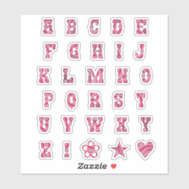 Hübsch rosa Wirbel Trendy Initials Alphabet Letter Aufkleber