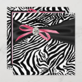 Hübsch-Rosa-Zebra-Party Einladung (Vorne/Hinten)