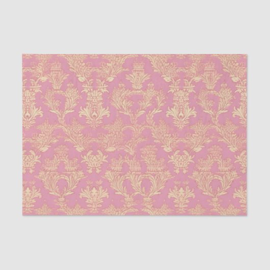 Hübsch rosa Zierdamast Seidenpapier (Vorderseite)