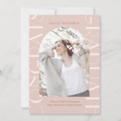 Hübsch rosa Zwei-Foto-Abschluss Einladung (Vorderseite)