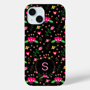 Hübsch rosafarbene Blüte auf schwarzer Monografie Case-Mate iPhone Hülle