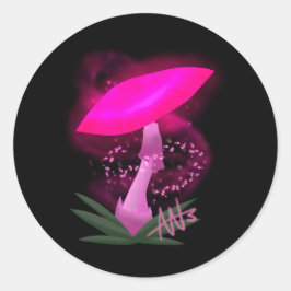 Hübsch rosafarbene Mushroom-Aufkleber Runder Aufkleber