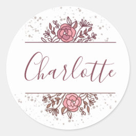 Hübsch rosafarbener Individuelle Name Runder Aufkleber