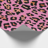 Hübsch rosafarbener Leopard Geschenkpapier (Ecke)