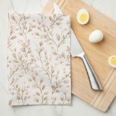 Hübsch rosafarbenes Creme-Blumenmuster Geschirrtuch (Viertel Falte)