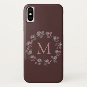 Hübsch-Rosenbrauen-Kraut-Monogramm-Burgund Case-Mate iPhone Hülle