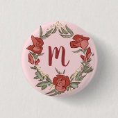 Hübsch Rosenknospe Blossom Wreath Modern Monogram Button (Vorderseite)