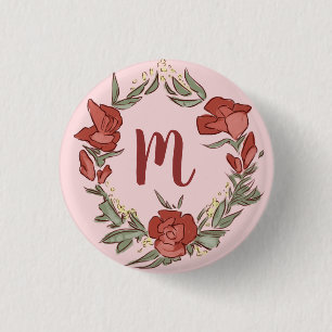 Hübsch Rosenknospe Blossom Wreath Modern Monogram Button