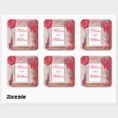 Hübsch Rot rustikal Quadratischer Aufkleber (Blatt)