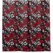 Hübsch, rot, schwarz und weiß Rosen, Herz Duschvorhang (Vorderseite)