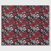 Hübsch, rot, schwarz und weiß Rosen, Herz Geschenkpapier (Flach)