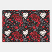Hübsch, rot, schwarz und weiß Rosen, Herz Geschenkpapier Set (Vorderseite 3)