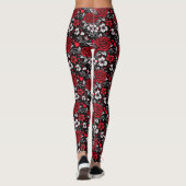Hübsch, rot, schwarz und weiß Rosen, Herz Leggings (Rückseite)