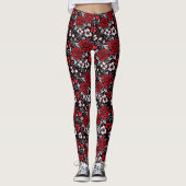 Hübsch, rot, schwarz und weiß Rosen, Herz Leggings (Vorderseite)