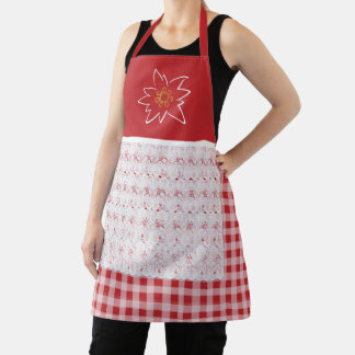Hübsch Rot und Weiß Gingham Edelweiss Schürze