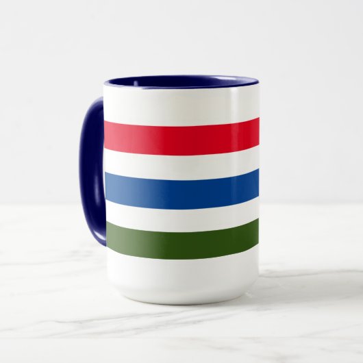 Hübsch roter blauer Streifen auf weißem Hintergrun Tasse (Vorderseite Links)