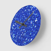 Hübsch Royal Blue Funkelnd Imitats Glitzer Look Runde Wanduhr (Winkel)