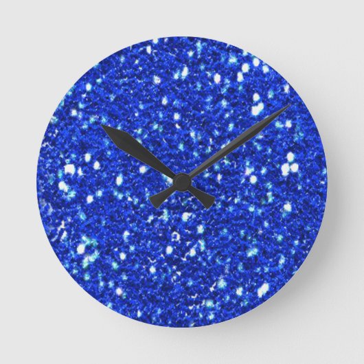 Hübsch Royal Blue Funkelnd Imitats Glitzer Look Runde Wanduhr (Vorderseite)