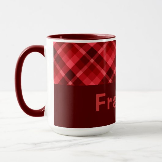 Hübsch Ruby Red Kariert Monogram 15 oz Kaffeemasch Tasse (Links)