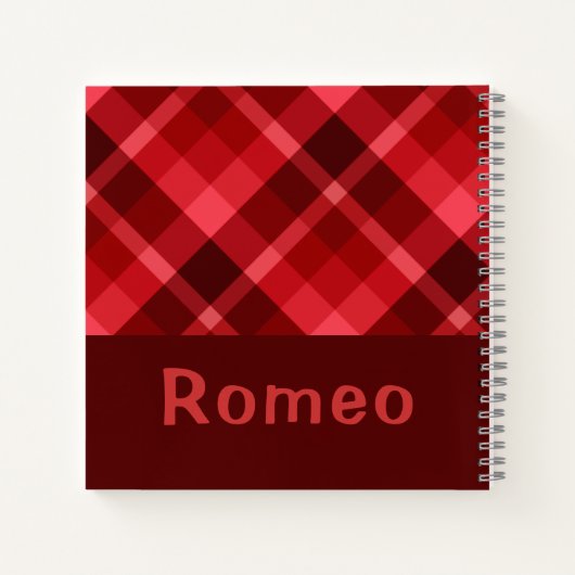 Hübsch Ruby Red Kariert Monogram kleines Notebook Notizblock (Rückseite)