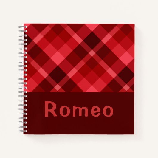 Hübsch Ruby Red Kariert Monogram kleines Notebook Notizblock (Vorderseite)