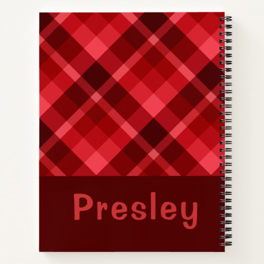Hübsch Ruby Red Kariert Monogram Notebook Notizblock (Rückseite)