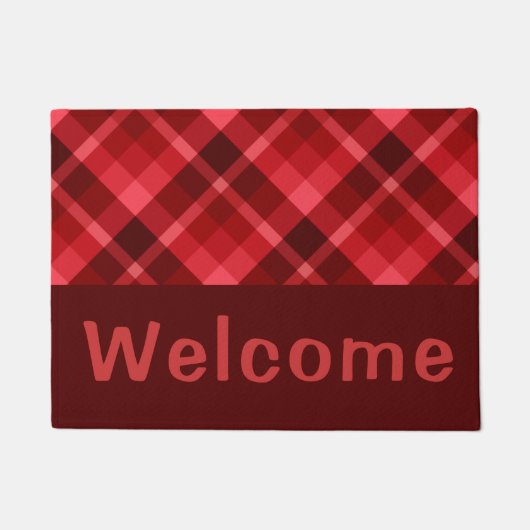 Hübsch Ruby Red Kariert Monogram Small Doormat Fußmatte (Vorderseite)
