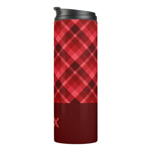 Hübsch Ruby Red Kariert Monogram Thermal Tumbler Thermosbecher (Nach rechts gedreht)