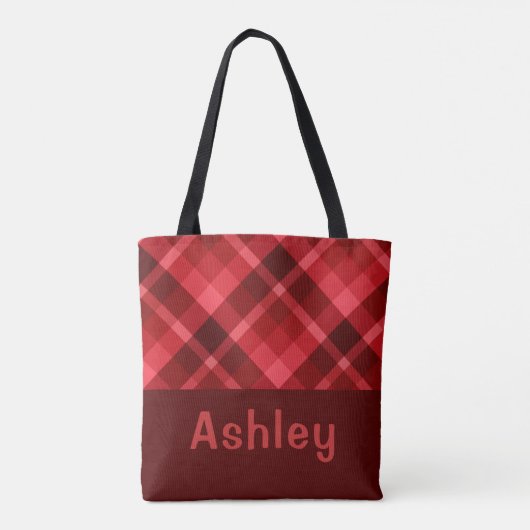 Hübsch Ruby Red Kariert Monogram Totbeutel Tasche (Rückseite)
