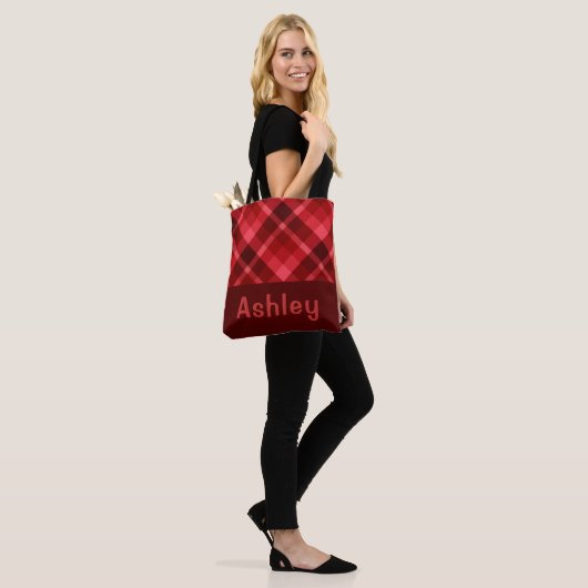 Hübsch Ruby Red Kariert Monogram Totbeutel Tasche (Am Model)