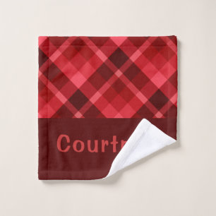 Hübsch Ruby Red Kariert Monogram Washtuch Waschlappen