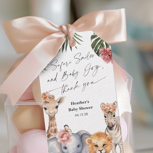 Hübsch Safari Baby Animals Baby Girl Dusche Danke Geschenkanhänger