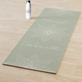 Hübsch Sage Green Elegante Mandala Namaste Persönl Yogamatte