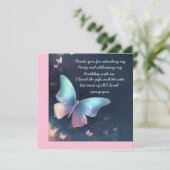 Hübsch schimmernde Schmetterlingseife dank Karte (Stehend Vorderseite)