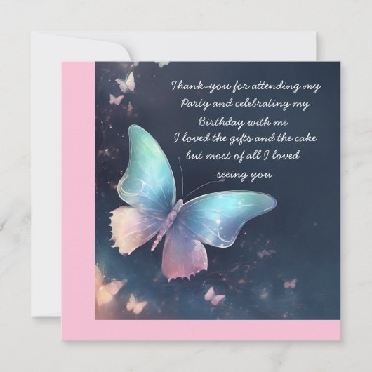 Hübsch schimmernde Schmetterlingseife dank Karte (Vorderseite)
