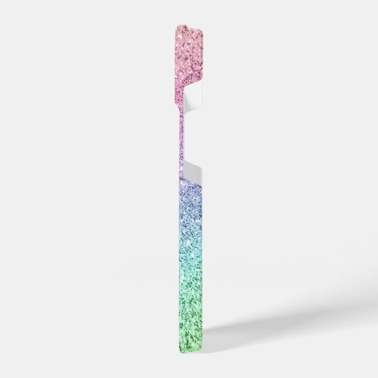 Hübsch schimmernder Regenbogen-Glitzer Personalisi iPhone Hülle (Linke Seite)