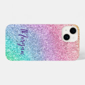 Hübsch schimmernder Regenbogen-Glitzer Personalisi iPhone Hülle (Rückseite (Horizontal))