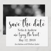 Hübsch Schwarz auf Weiße Typografie Save the Date  (Vorne/Hinten)