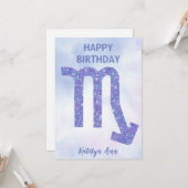 Hübsch Scorpio signieren Custom Lila Happy Geburts Karte (Vorderseite/Rückseite Beispiel)