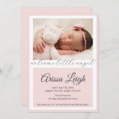 Hübsch Script Baby Birth Announcement Card Ankündigung (Vorne/Hinten)