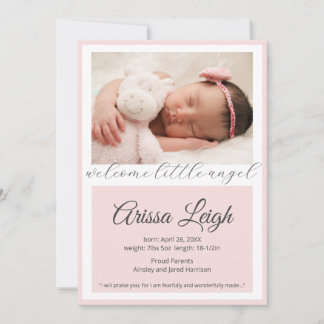 Hübsch Script Baby Birth Announcement Card Ankündigung