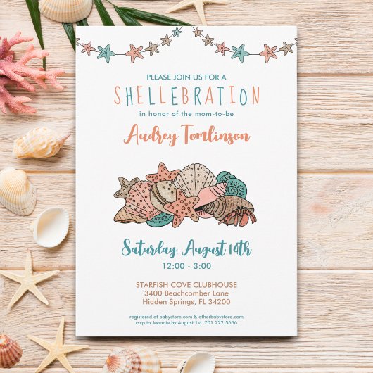 Hübsch Seashells Beach Baby Dusche Einladung