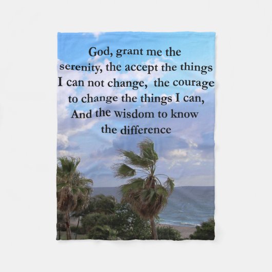 HÜBSCH SERENITY PRAYER PALM TREE FOTO DESIGN FLEECEDECKE (Vorderseite)