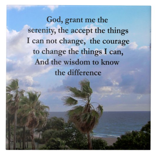 HÜBSCH SERENITY PRAYER PALM TREE FOTO DESIGN FLIESE (Vorderseite)