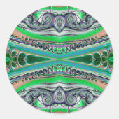 ~ Hübsch Shades Green Blue Pink Fraktal ~ Runder Aufkleber (Vorderseite)