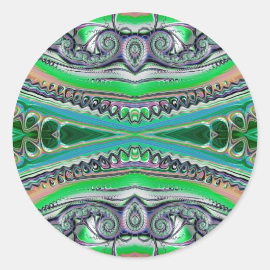 ~ Hübsch Shades Green Blue Pink Fraktal ~ Runder Aufkleber (Vorderseite)