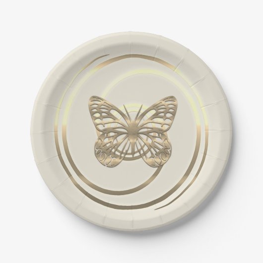 Hübsch Shiny Gold Butterfly Pappteller (Vorderseite)