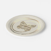 Hübsch Shiny Gold Butterfly Pappteller (Schrägansicht)
