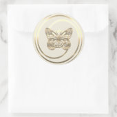 Hübsch Shiny Gold Butterfly Runder Aufkleber (Tasche)