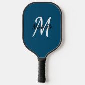 Hübsch Simple Blue Monogram Name & Initial Pickleball Schläger (Rückseite)